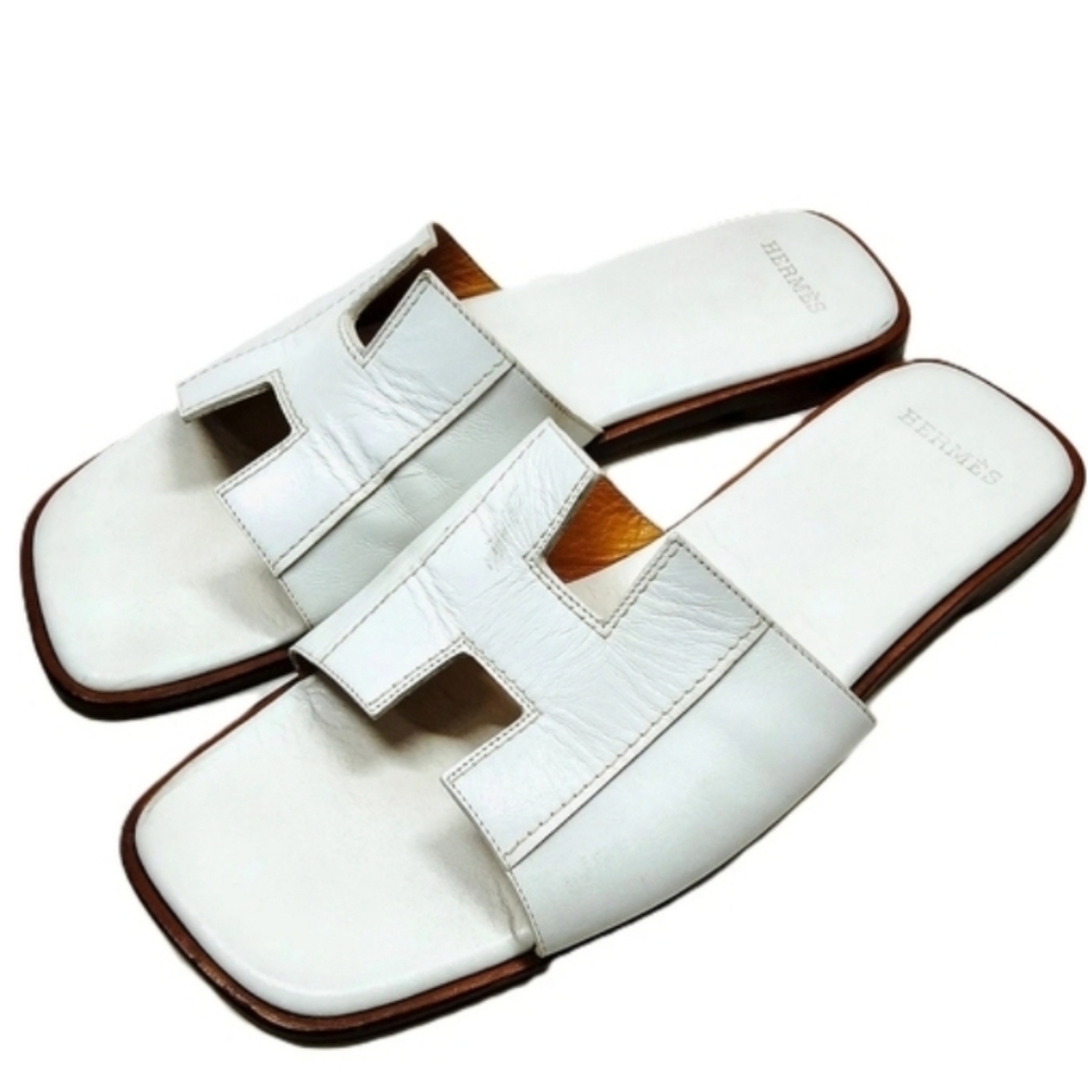 Hermes White Slide Sandals - Picture 3 of 14
